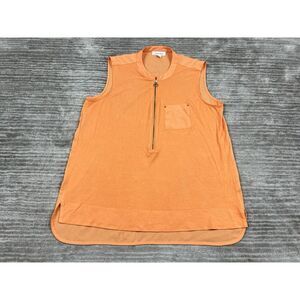 Calvin Klein Top Womens Large Orange Sleeveless Rayon Blend Half Zip